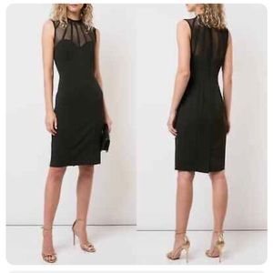 Aidan Mattox Black Mesh Detail Midi Dress